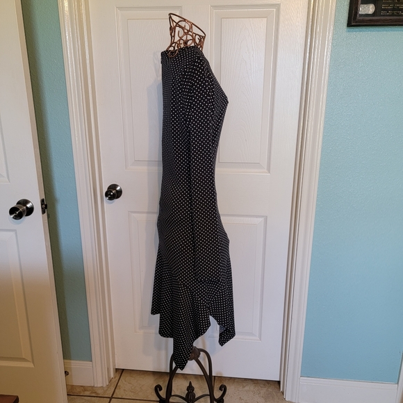 Michael Kors Black with White Polka Dot Dress with Shark-bite Hem Women's Size M - Picture 8 of 15
